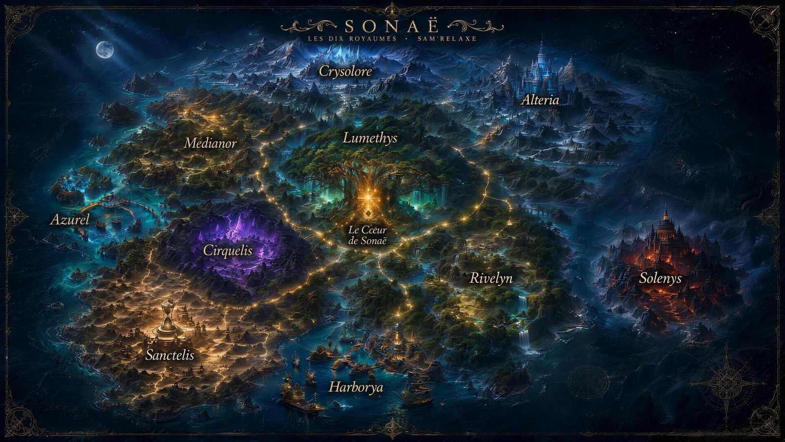 The map of Sonaë — 4K wallpaper and printable poster