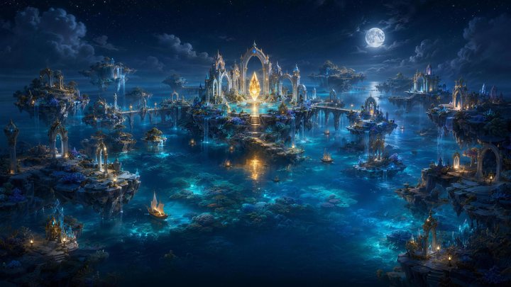 Azurel — The Bay of Reflections · 3840 × 2160