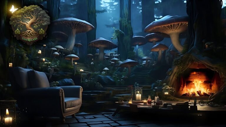 Champignons Lumineux — Pluie de Forêt & Cheminée