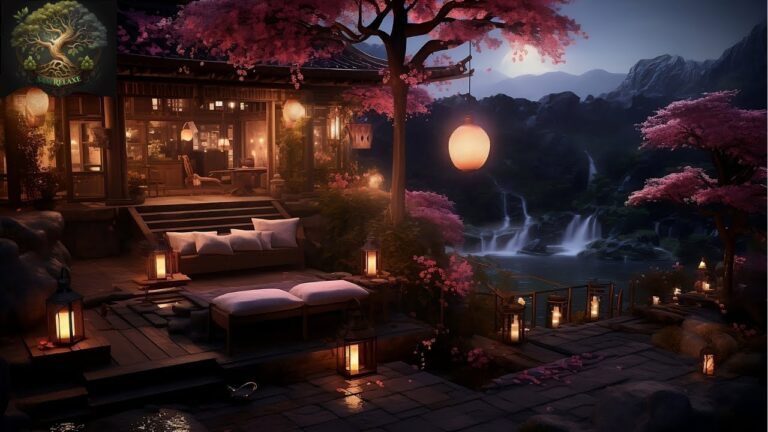 Jardin Zen Japonais sous la Pluie Cascade — Bambou