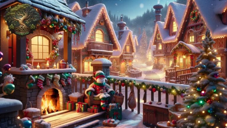 Village Enneigé du Père Noël Lanternes — Cloches