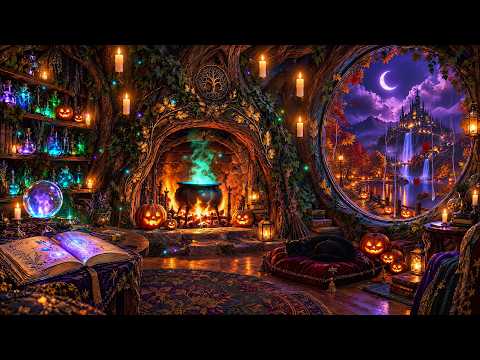 The Witch's Cottage on Halloween — Rain, Fire & Fairy Music